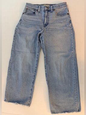Madewell Size 28 The Perfect Vintage Wide-Leg Crop Jean in Light Wash Raw Hem